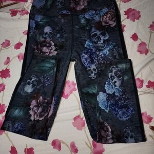 Floral Skull Print Kids Leggings
